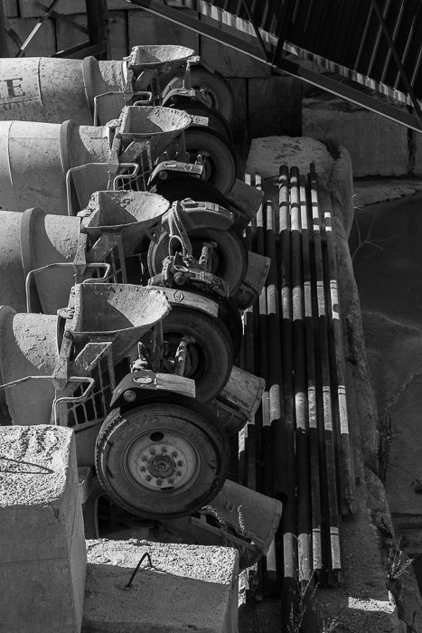 Prairie Materials cement mixers waiting for orders. River West, Chicago