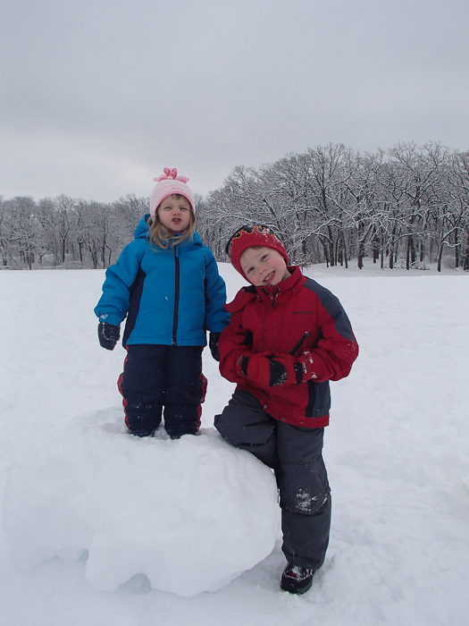 Lily and Nate at Veteran's Acres after some sledding. 