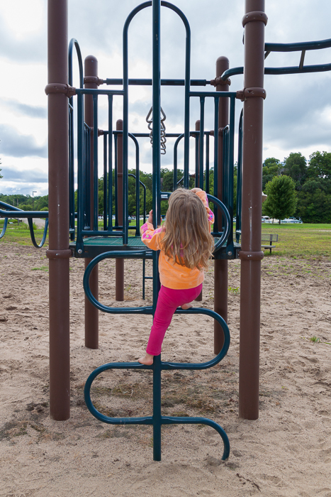 Lily climbing at a playground near Galena, IL