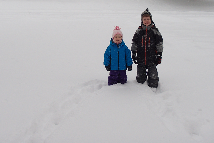 Lily and Nate in the 2014 New Years Day snowstorm.