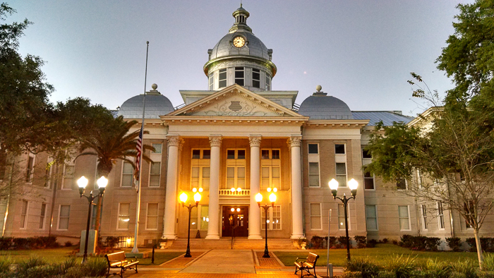 Old Polk County Courthouse in Bartow Florida in twilight