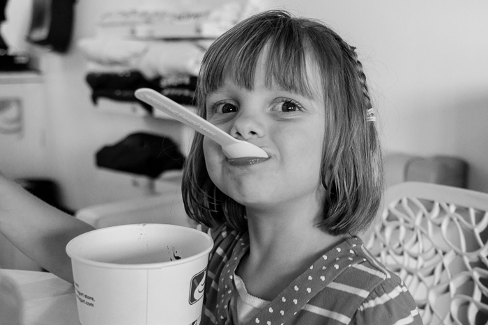 Lily at a Yumz frozen yogurt. 